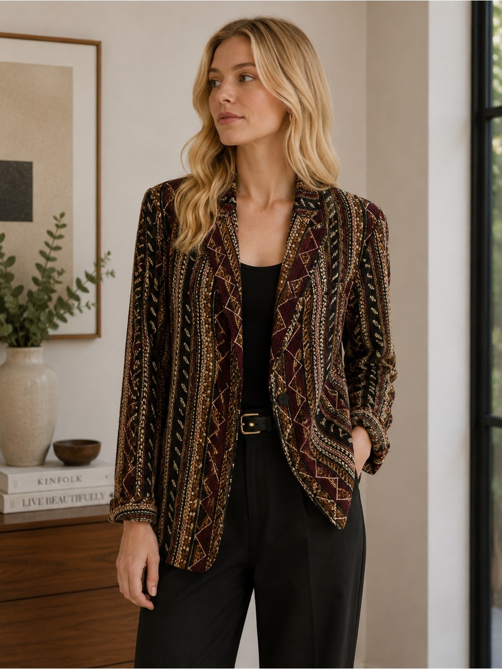 Vintage Spencer Jeremy 100% Silk Blazer Size 12 Made in Spain